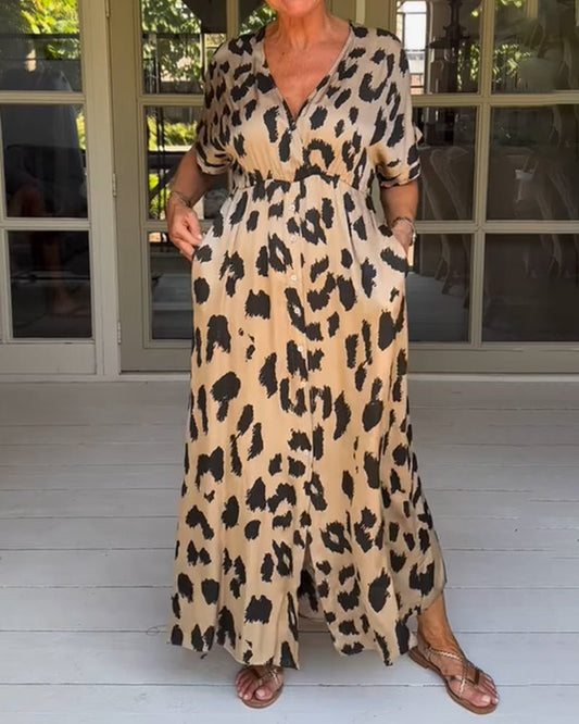 Janine™ - elegant kjole med leopardprint - Budenza